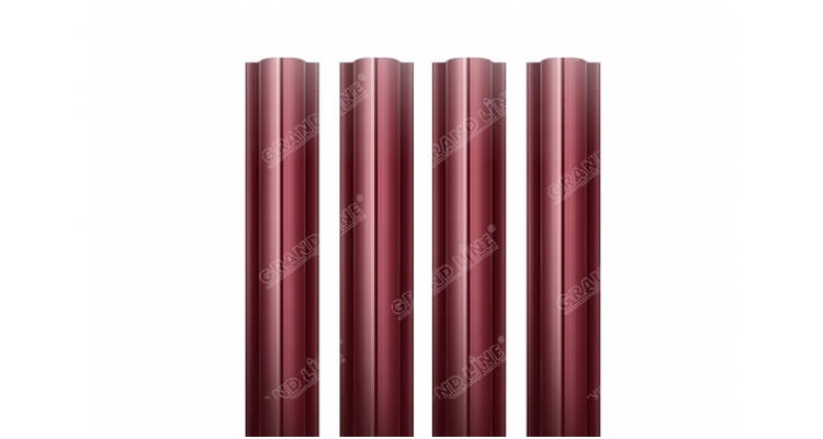 Штакетник Круглый с прямым резом 0.5 Satin RAL 3005 красное вино
