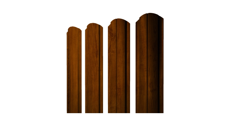 Штакетник Полукруглый Slim фигурный 0.45 Print Premium Golden Wood Intense FTC