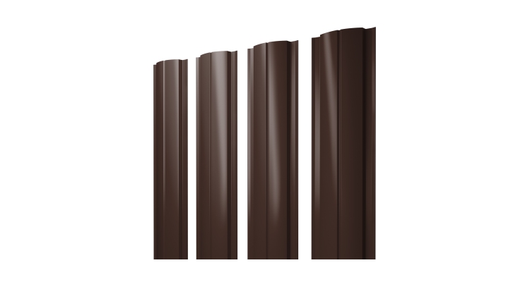 Штакетник Полукруглый Slim с прямым резом 0.45 Drap-double TX RAL 8017 шоколад