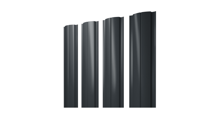 Штакетник Полукруглый Slim с прямым резом 0.45 PE RAL 7016 антрацитово-серый