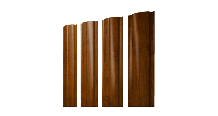Штакетник Полукруглый Slim с прямым резом 0.4 Print Premium Golden Wood Intense FTC