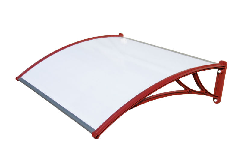 Козырек Krovent из поликарбоната 1200х930х280 молочный (красный кронштейн)