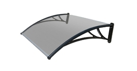 Козырек Krovent из поликарбоната 1200х930х280 прозрачный (черный кронштейн)